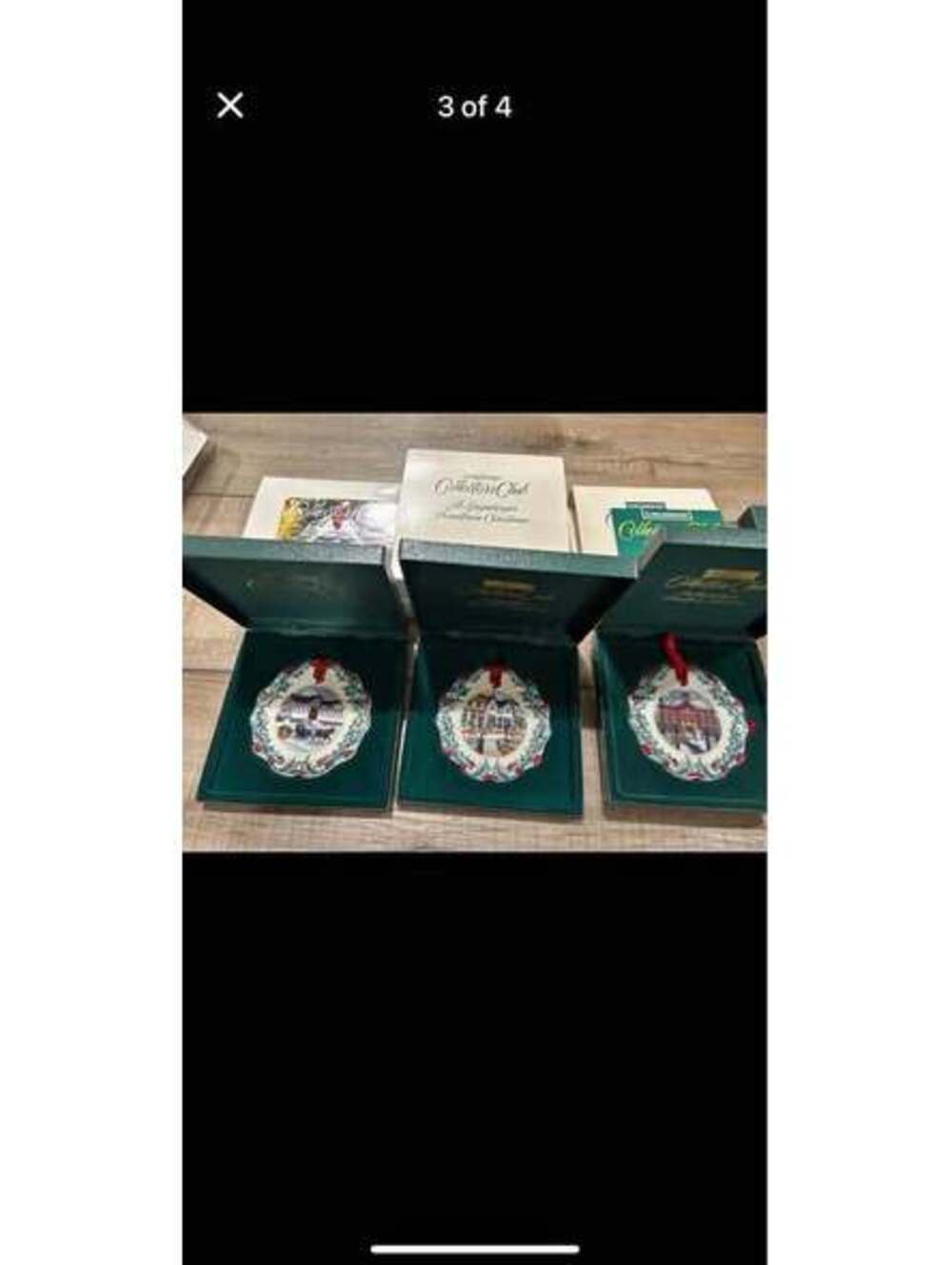 Longaberger Basket Hometown Christmas collectible ornaments set of 3